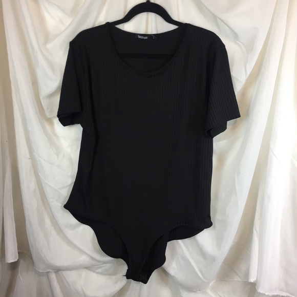 Boohoo Plus Other - BooHoo Plus Size 20 Black Ribbed Body Suit Stretch
